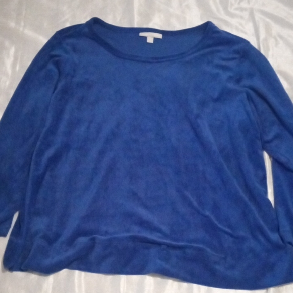 Woman Within Cobalt Blue Long Sleeve Size18/20L Faux Velvet